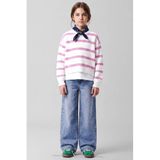 NAME IT KIDS rechtvallende gebreide gestreepte trui - wit