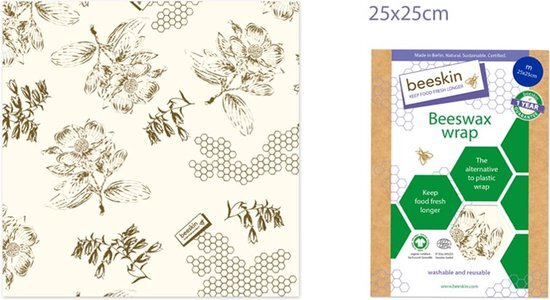 Beeskin Bijenwasdoek Medium - 25x25 - Flower print Flower