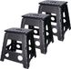 Benson Tabouret pliant - Lot de 3x pièces - noir - 39 cm - plastique - jusqu'à 120 kg - siège/tabouret