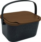 Practic Mini Bini Bioafvalbak - 4,5 liter - Zwart met bruin deksel