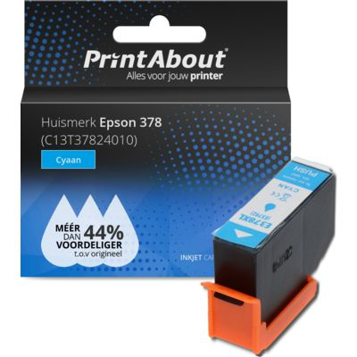 PrintAbout Huismerk Epson 378 (C13T37824010) Inktcartridge Cyaan