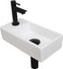 INK - Fonteinpack Porselein Links incl. Fonteinkraan - Design Sifon - Design Plug en Montageset - 360x180x90 Mm - Mat Wit/mat Zwart