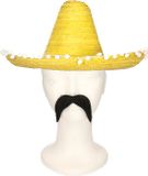 Merkloos Carnaval verkleed set Gringo - Mexicaanse sombrero hoed - geel - met Western thema plaksnor