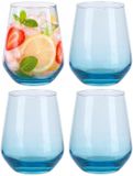 Alpina Tumbler Smoke waterglazen / drinkglazen - 4x stuks - 450 ml - Luxe glazen - lichtblauw - semi transparant - voor frisdrank en water
