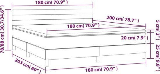 vidaXL Boxspring bed met matras fluweel roze 180x200 cm