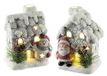 Flair Flower Kersthuis met sneeuwpop, kerstman, dennenboom en ledlicht, set van 2 huizen