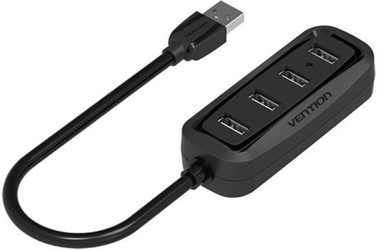 Vention USB 2.0 Hub 4 poorten USB Splitter OTG Adapter - 50cm Kabel - Zwart