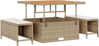 vidaXL Tuin Eettafel Set 3-delig Beige Polyrattan