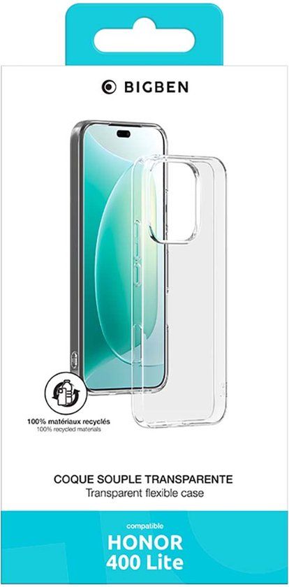Bigben Connected, Flexibel TPU Anti-Vergeling Hoesje voor Honor 400 Lite, Transparant