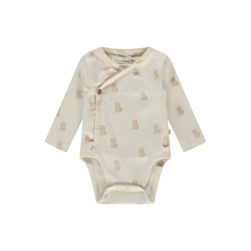 A Tiny Story romper met overslag ecru/lichtbruin