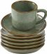 LOBERON Kopje en schoteltje set van 6 Biarré turquoise/bruin