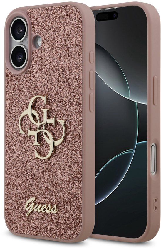Guess Back Cover - iPhone 17 - Roze - Glitternachterkant - Siliconen bumper