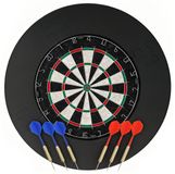 SPORTNOW Dartbord met beschermingsring - Sisal dartbord, dartboard, dartset - Zwart en wit
