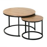 CaliCosy Set van 2 nestende ronde salontafels - Eiklook