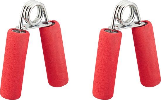 Relaxdays handknijper fitness - set van 2 - knijphalter - rood