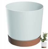 Prosperplast Tubo PM 35cm Witte Matte Pot met ECO Wood Schotel