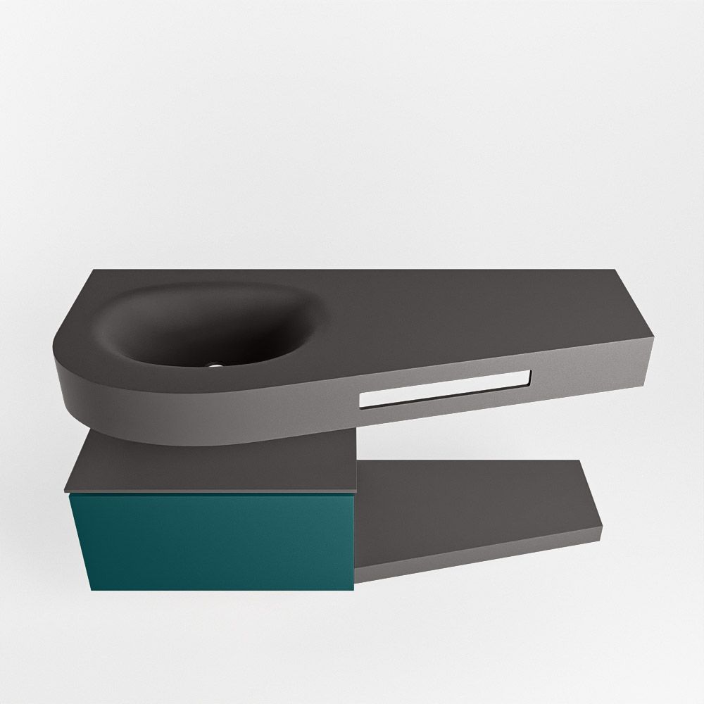 Mondiaz Riva Dulcet badkamermeubel links 120cm Dark Grey - 1 kraangat