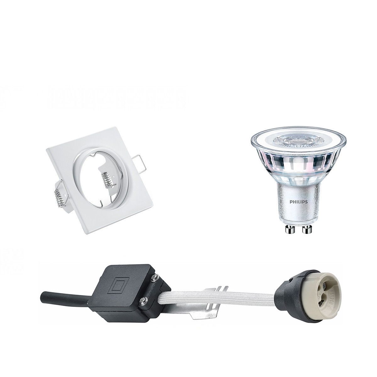 BES LED LED Spot Set - GU10 - Vierkant - Mat Wit - Kantelbaar - Philips CorePro - 3.5W - 3000K