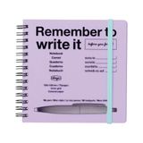 MARK'S Day's Notitieboek, vierkant, paars, 12,8 x 12,8 cm, 5 mm gestippeld, 70 pagina's, compact, met penhouder en elastiek voor kantoor, studie