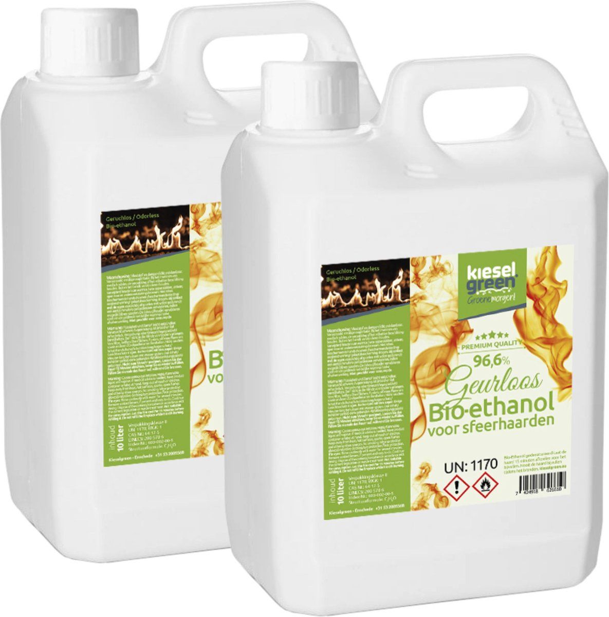 kieselgreen 20 Liter Bio-ethanol 96,6% sfeerhaard biobrandstof in jerrycan bioethanol geurloos