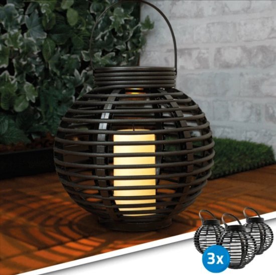 LedKoning Solar LED Lantaarn Basket (set van drie stuks)