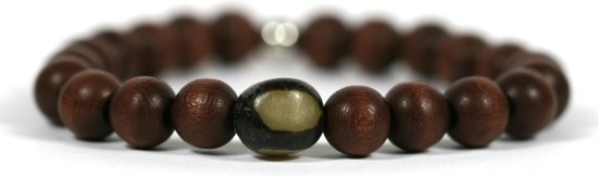 Heaven Eleven - heren armband - Bruin hout - 10mm - buri kraal - 19cm voor andere maten zie omschrijving