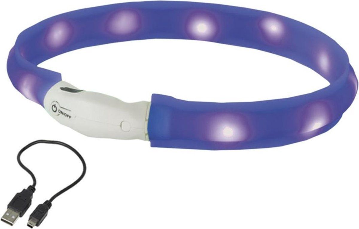 Nobby Lichtgevende Halsband LED - Blauw - L - 70 cm