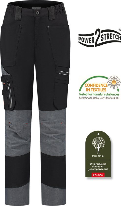 Workman 90651 STRETCH Worker P2S Dames Werkbroek Zwart (36-40)