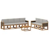 vidaXL Ensemble de canapés d'extérieur 7 pc Naturel et gris clair