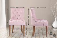 CLP Aberdeen Set van 4 eetkamerstoelen - Zonder armleuning - Hout - Fluweel - roze antiek licht