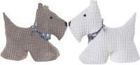 Merkloos Butée de porte chien - 2x pièces - blanc et gris - 1 kg - coton - 32 x 12 x 28 cm