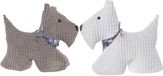 Merkloos Butée de porte chien - 2x pièces - blanc et gris - 1 kg - coton - 32 x 12 x 28 cm