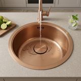 Pure.Sink Spoelbak 37 cm koper vlak, onderbouw en opbouw PRN38-62