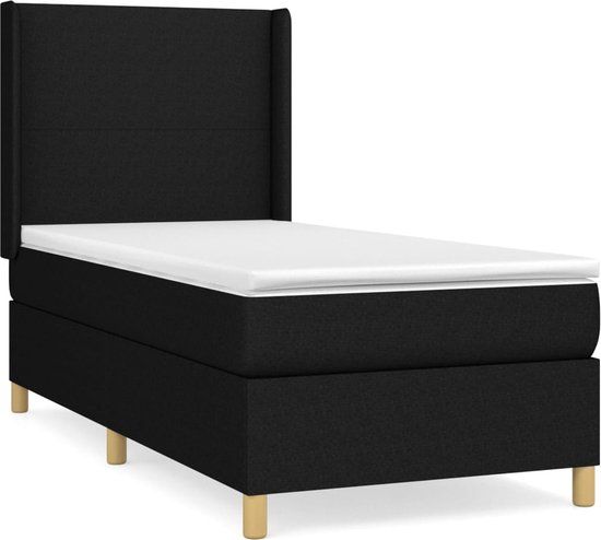 vidaXL Boxspring bed met matras - Stof - Zwart - 90x200 cm