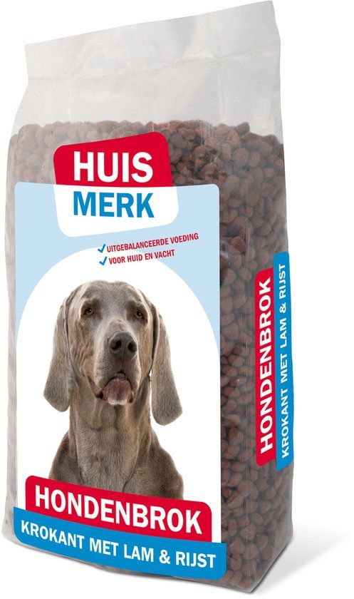 Huismerk Hondenbrokken krokant adult Lam en Rijst 10 kg