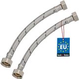 KOTARBAU® 2 Stuks - Flexibele Aansluitslang 1/2“ x 3/8“ - Flexibele Kraanslang 20 cm - Sanitaire Aansluitslang - Flexibele Verbindingsslang - Aansluitslang Armatuur - met Roestvrijstalen Vlechtwerk