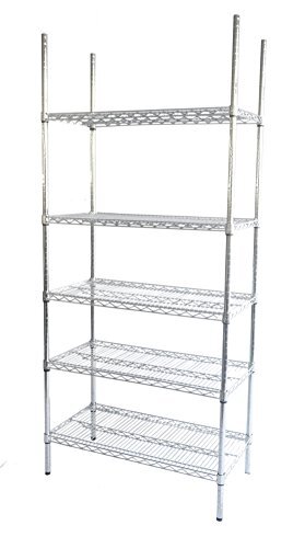 IQE-Storage Chromen rek 460-G5X, extreem robuust rek met 5 planken, LxDxH: 91 x 46 x 188 cm, draagkracht: 1250 kg, 5 etages, verchroomd/zilver