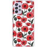 Samsung Galaxy A72 4G Fleurs de pavot bedrukt siliconen hoesje