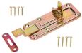 KOTARBAU® Slotgrendel gebogen 120 mm met sluitplaat voor deuren Galvanisch geel verzinkt universeel