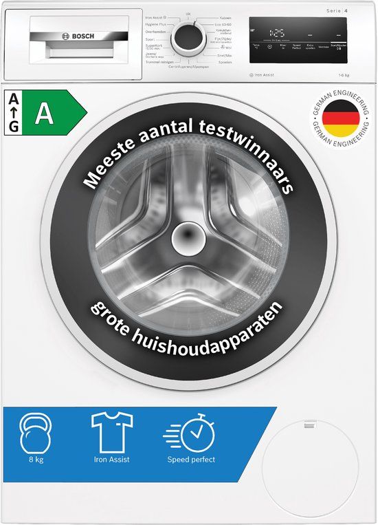 Bosch WAN2827BNL Serie 4 Wasmachine met stoom - 1400 rpm - Energielabel A - 8 KG - Iron Assist - Speedperfect