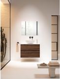 Saniclass Prime Balance meuble de salle de bain - 80x55x45cm - Lavabo en céramique - 2 tiroirs - Miroir - Noyer mat