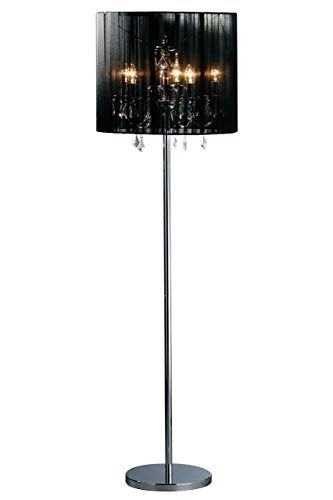 Premier Housewares Staande lamp met kandelaar en lampenkap van stof, zwart