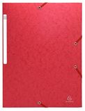 Exacompta 55755E verpakking van 10 stuks inslagmap Scotten van Colorspan-karton DIN A4 met 2 elastieken en 3 kleppen en labels rood verzamelmap documentenmap