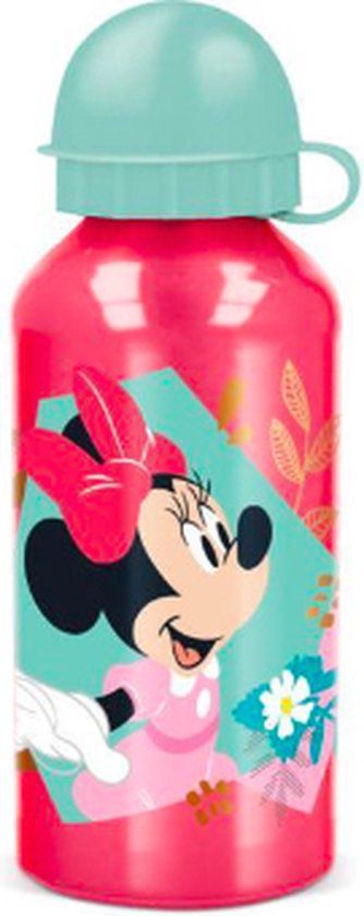 Stor Disney's Minnie Mouse Aluminium Drinkfles - 400 ml - Rood/Muntgroen