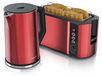 Arendo ontbijtset, 2-delig, keukenapparatuurset met roestvrijstalen waterkoker ELEGANT, 1,5 liter, temperatuurregeling, en broodrooster FRUKOST, 4 sleuven, broodjesaccessoire, metallic rood