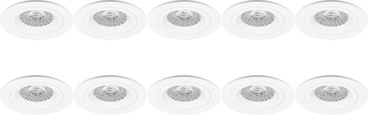Qualu Spot Armatuur 10 Pack - Proma Rodos Pro - GU10 - Inbouw Rond - Mat Wit - Aluminium - Ø93mm