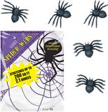 Merkloos / Sans marque Decoratie spinnenweb/spinrag met spinnetjes - 60 gram - Halloween/horror versiering