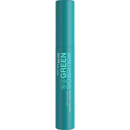 Maybelline New York Mega Mousse Green Edition Mascara voor licht en modulair volume, mega-effecten van de wimpers, formule met karitéboter, 01 zwart