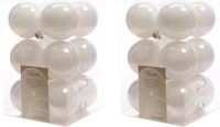 Decoris kerstballen - 24x st - parelmoer wit - D6 cm - kunststof - mat/glans