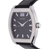 Guess Herenhorloge PUNTUAL GW0706G1 - Zwart Leren Band - Zilverkleurige Kast - Analoog Quartz